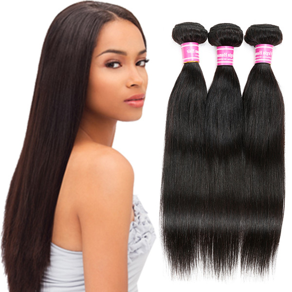 Natural Black Straight Virgin Human Hair Extensions Malaysian Peruvian Mongolian Cambodian Indian Brazilian Human Hair Weaves Unprocessed