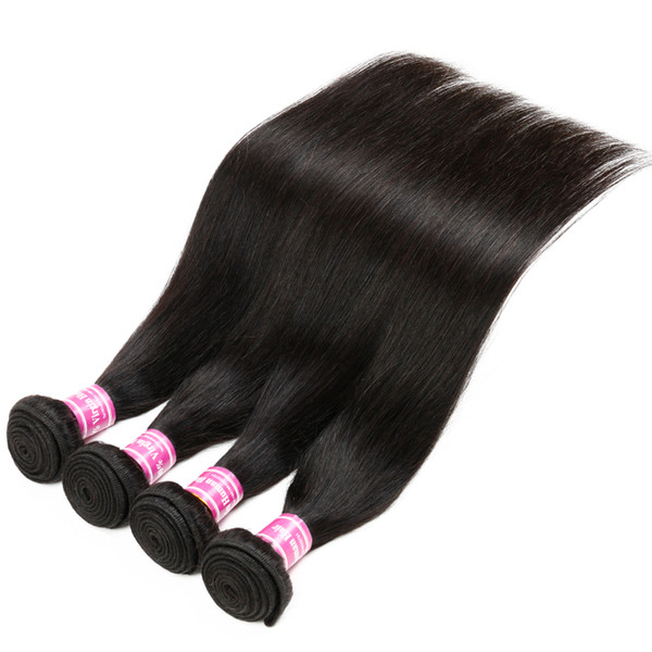 Dyeable Unprocessed Human Hair Weaves Brazilian Malaysian Indian Peruvian Cambodian Mongolian Straight Hair Bundles Natural Color Straight