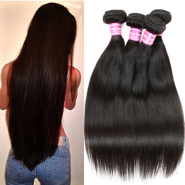 Hot Sale!!! Brazilian Straight Hair Weave Bundles Peruvian Malaysian Indian Cambodian Mongolian Virgin Human Hair Extensions Natural Color