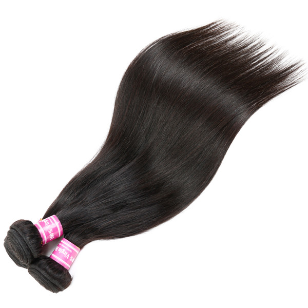 Straight Human Hair Weaves Brazilian Malaysian Indian Mongolian Cambodian Peruvian Unprocessed Natural Black 1B Can Be Dyed Straight Hair