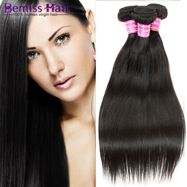 Hot Sales Brazilian Human Hair Weave Peruvian Hair Extensions Straight Natural Color Malaysian Women's Fashion Weaves Indian Remy Hair Weft