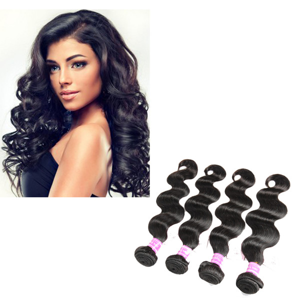 4 Bundles Malaysian Indian Mongolian Brazilian Peruvian Cambodian Virgin Human Hair Weaves Unprocessed Natural Color Body Wave Hair Bundles