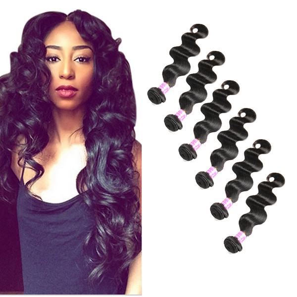 6 Bundles Unprocessed Natural Black Brazilian Virgin Human Hair Weaves Extensions Health And Beauty Body Wave Malaysian Indian Peruvian Hair