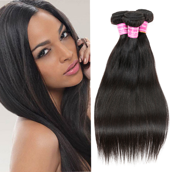 Malaysian Peruvian Indian Mongolian Cambodian Brazilian Wet And Wavy Hair Bundles Natural Black Straight Virgin Human Hair Weaves Extensions