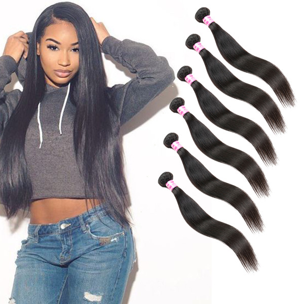 6 Bundles Straight Brazilian Virgin Human Hair Weaves Peruvian Wet And Wavy Hair Bundles Unprocessed Cheap And High Quality Straight Bundles