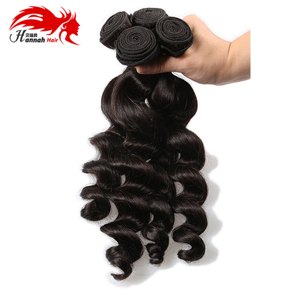 Hannah Loose Wave Malaysian Remy 100% Human Hair Extension Weft 10-28 inch Natural Black Color 3 Bundle Hair Weave