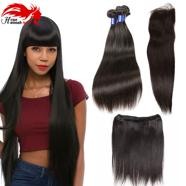 Brazilian Straight Hair With Lace Closure 3 bundles Brazilian Virgin Hair With Closure Cheap Straight Human Hair With Closure