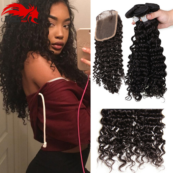 Malaysian Deep Wave Virgin Hair With Closure Malaysian Deep Curly With Closure Curly Weave Human Hair 3 Bundles With Closure