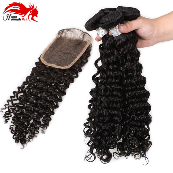 Peruvian Deep Curly Wave With Closure 3 Bundles Peruvian Virgin Hair With Closure Peruvian Curly Hair Human Remy Hair With Closure