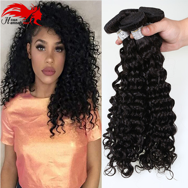 Malaysian Virgin Hair Deep Curly 3 Bundlesh Hannah Beauty Hair Malaysian Curly Weave Human Remy Hair Extension Deep Wave