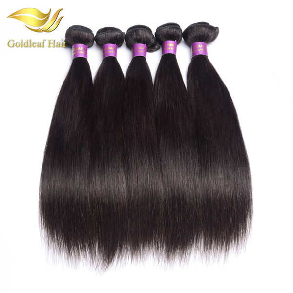 Top quality Goldleaf 1pc Malaysian human straight weft Brazialin hair Peruvian hair Indian Mongolian virgin remy hair