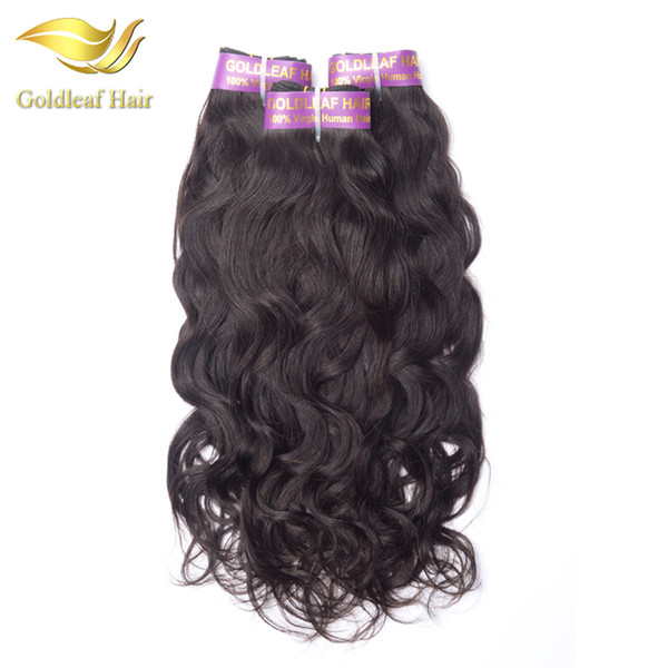 Goldleaf unprocessed Brazilain Peruvian Malaysian Indian human hair 3 bundles natural wave virgin hair extensions natural color