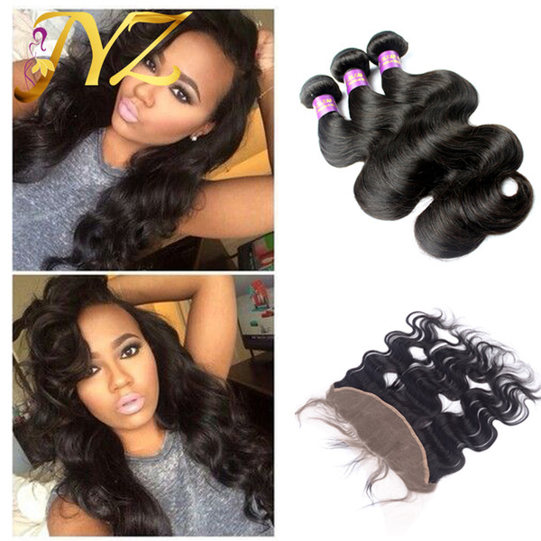 Lace Frontal Closure With Bundles Cheap Weft and Wavy Raw Indian Virgin Body Wave Remy Human Hair Weaves With Frontal Closures