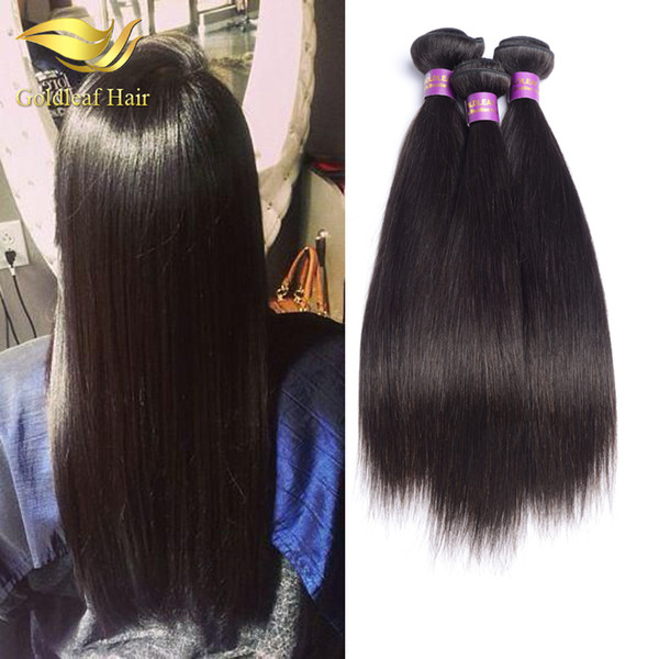 100% human hair extensions Brazilain Peruvian Malaysian unprocessed silk straight virgin hair natural color 3pcs straight hair weft