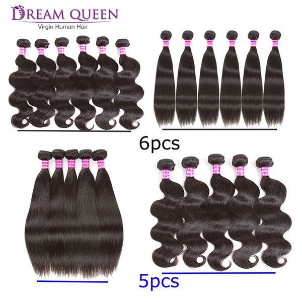 8A Brazilian Straight Virgin Hair Wefts 5 Bundles Or 6 Bundles straight Body Wave Wet And Wavy Peruvian Mongolian Remy Human Hair Extensions