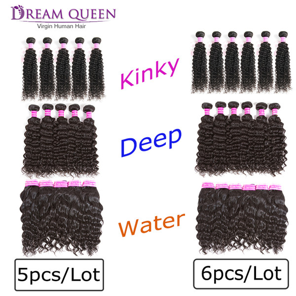 8A Mink Brazilian Virgin Straight Body Wave Hair Weaves 5 Or 6 Bundles Kinky Curly Deep Water Wave Malaysian Human Hair Extensions Wefts