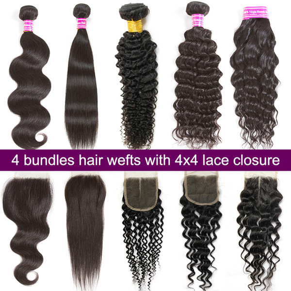 Hot Cheap Mink Brazilian Human Hair Weave Bundles 3 Body Wave with lace Closure Mix Texture Deep Wave Kinky Curly Hair Weaves Closure