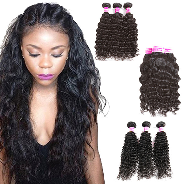 8A Top Malaysian Brazilian Virgin Hair Weaves Deep Water Wave Kinky Curly 5pcs Or 6pcs Lot Peruvian Remy Human Hair Extensions Wefts