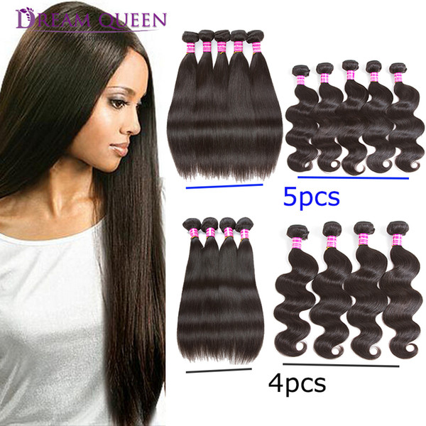 8A Unprocessed Brazilian Virgin Human Hair Weaves 4 Bundles Or 5 Bundles Straight Body Wave Indian Peruvian Malaysian Human Hair Extensions