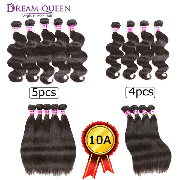 10A Brazilian Virgin Human Hair Weave 4 Bundles Or 5 Hair Bundles Straight Body Wave Malaysian Peruvian Remy Human Hair Extensions