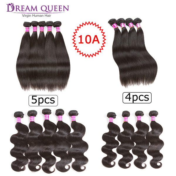 10A Brazilian Virgin Human Hair Weave 4 Hair Bundles Or 5 Bundles Body Wave Straight Malaysian Indian Human Hair Weaves