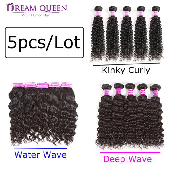 100% Brazilian Kinky Curly Virgin Hair Wefts 5 Bundles Natural Deep Water Wave Peruvian Malaysian Indian Remy Human Hair Extensions Deals