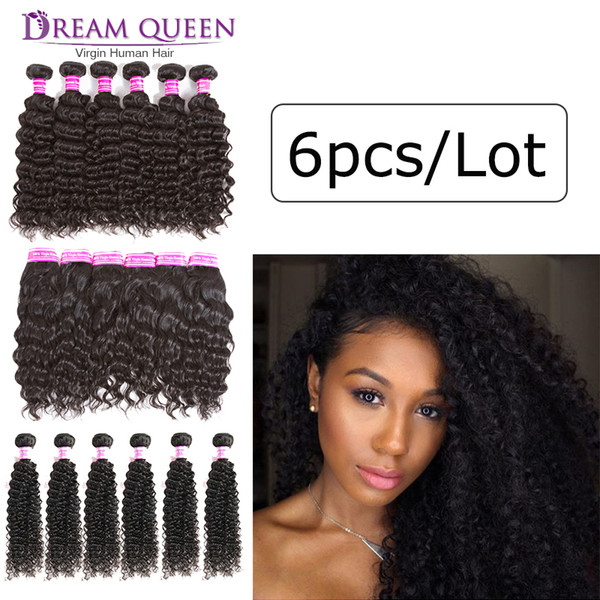 6 Bundles Brazilian Deep Water Wave Virgin Human Hair Weaves Wefts Malaysian Peruvian Kinky Curly Remy Hair Extensions bundles Deals