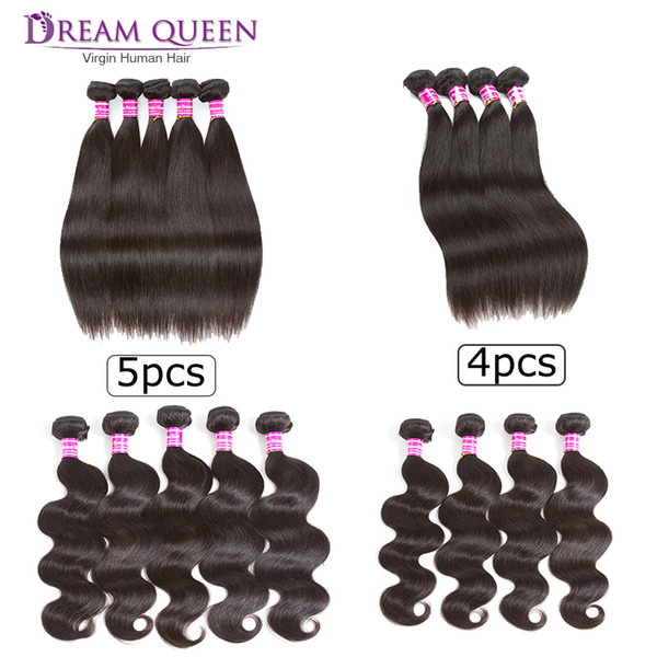 8A Unprocessed Brazilian Straight Body Wave Virgin Human Hair 4 Or 5 Bundles Wet And Wavy Peruvian Malaysian Remy Human Hair Extensions