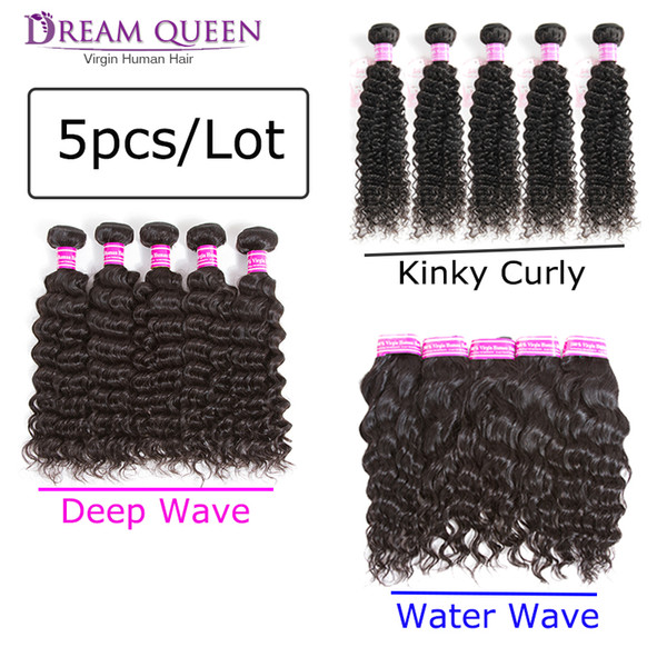 8A 100% Peruvian Virgin Human Hair Weaves 5 Bundles Kinky Curly Deep Water Wave Malaysian Indian Remy Human Hair Wefts