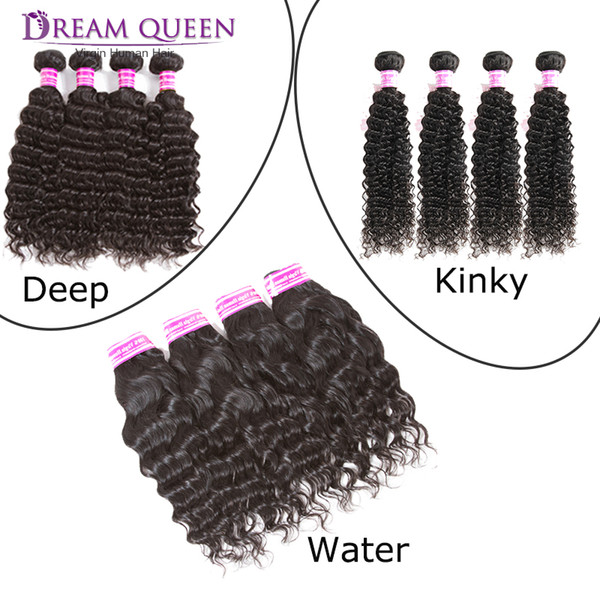 8A Wholesale Price 4pcs/lot Brazilian Virgin Hair Weaves Kinky Curly Deep Water Wave Malaysian Indian Virgin Human Hair Extensions