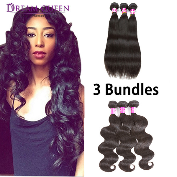 8A Hot Brazilian Body Wave Straight Virgin Hair Weaves 3 Bundles Natural Color Indian Peruvian Mongolian Remy Human Hair Extensions Deals