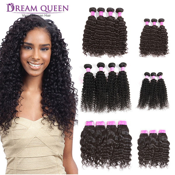 8A Mink Brazilian Virgin Human Hair Weaves 3 Bundles 4 Bundles Kinky Curly Deep Water Wave Malaysian Peruvian Virgin Human Hair Extensions