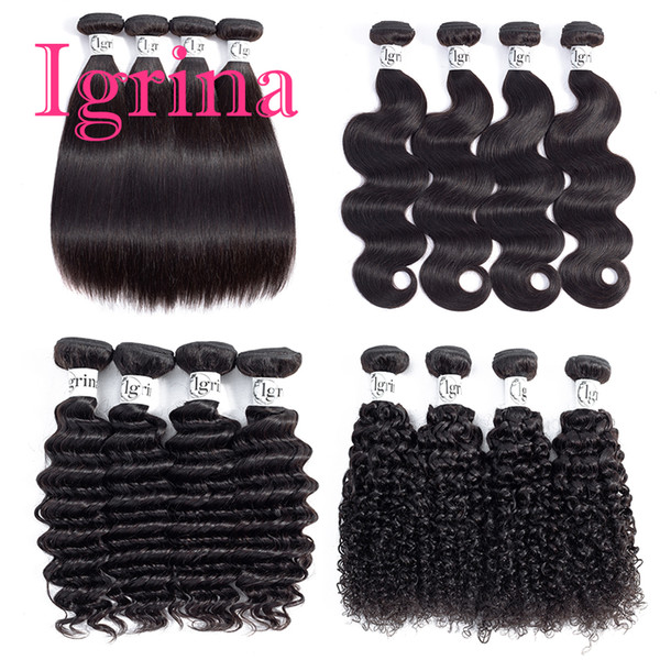 Igrina Indian Virgin Hair Straight Body Wave Loose Deep Curly 3 Bundles Deals Good Cheap Weave Remy Wet And Wavy Human Hair Extensions