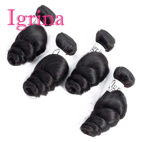 Igrina Raw Indian Virgin Hair Loose Wave 4 Bundles Deals Unprocessed Good Cheap Weave Human Hair Extensions Mink Wet And Wavy Remy Hair