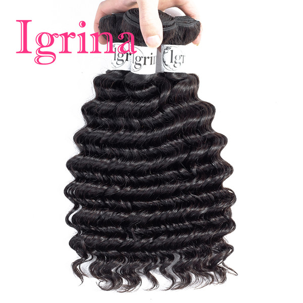 Igrina Tight Malaysian Deep Wave Virgin Hair 3 Bundles Deals Wet And Wavy Human Hair Bundles Weave Wefts Remy Deep Curly Hair Extensions