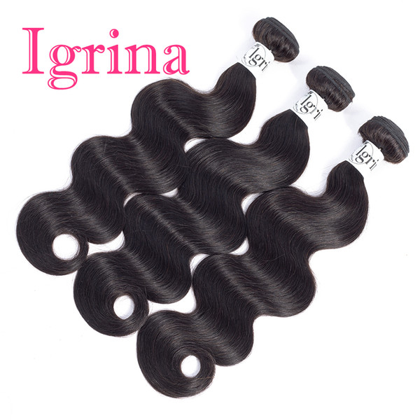 Igrina Malaysian Virgin Hair Body Wave 3 Bundles Deals Wet and Wavy Human Hair Weave Bundles Cheap Remy Malaysian Body Wave Hair Extensions