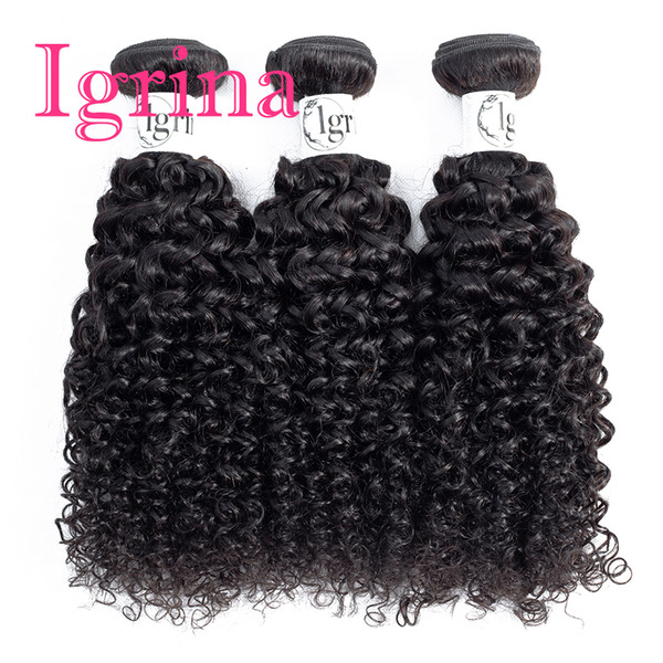 Igrina Brazilian Virgin Hair Curly 3 Bundles Deals Unprocessed Good Cheap Weave Human Hair Extensions Wet And Wavy Human Hair Deep Curly