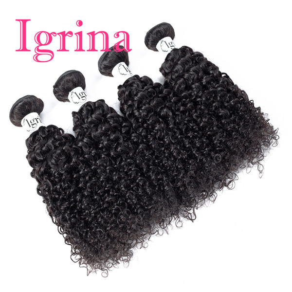 Igrina Peruvian Virgin Hair Curly 4 Bundles Deals Jerry Curly Unprocessed Human Hair Weave Bundles Afro Deep Curly Peruvian Hair Extensions