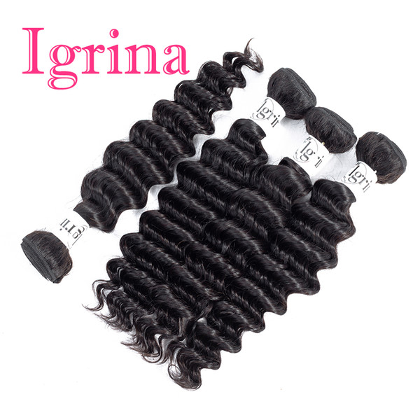 Igrina Malaysian Virgin Hair Deep Wave 4 Bundles Deals Unprocessed Good Cheap Weave Human Hair Extensions Remy Wet And Wavy Deep Curly Hair