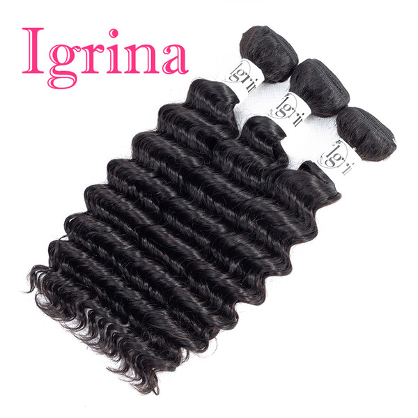 Igrina Mink Brazilian Virgin Hair Deep Wave Curly 3 Bundles Deals Unprocessed Good Cheap Weave Human Hair Extensions Wet And Wavy Human Hair