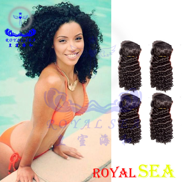 Brazilian Kinky Curly Hair Weaves 100% Virgin Human Hair Extensions Natural Black 1B# Hair Extensions 4Bundles Mixed Lengths