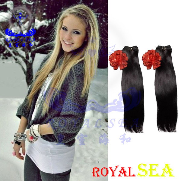 Royal Sea Silky Straight Human Hair Weaves Virgin Hair Brazilian Human Hair Bundles 2 Pieces One Set