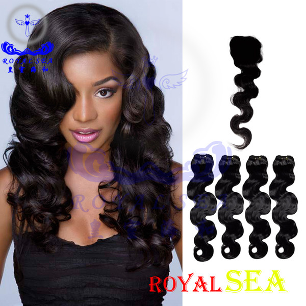 Brazilian Body Wave Virgin Hair Weaves 4 Bundles with Top Lace Closure Malaysian Peruvian Indian Cambodian Human Hair Extensions Closures