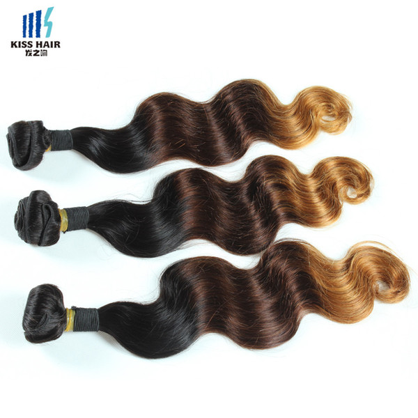 9A High Quality 3 Bundle Peruvian Body Wave Straight Hair T 1b/4/27 Ombre Remy Human Hair Extensions Peruvian Virgin Hair Bundles