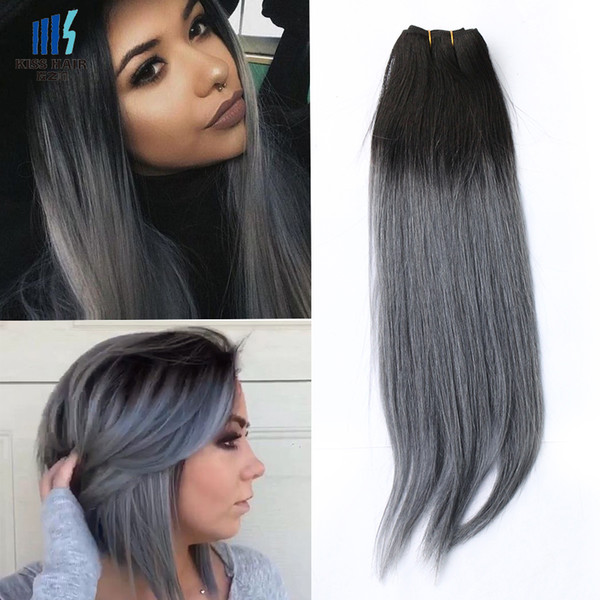 300g Two Tone T 1B Dark Grey Ombre Human Hair Weave Bundles Good Quality Colored Brazilian Peruvian Malaysian Indian Straight Hair Extension