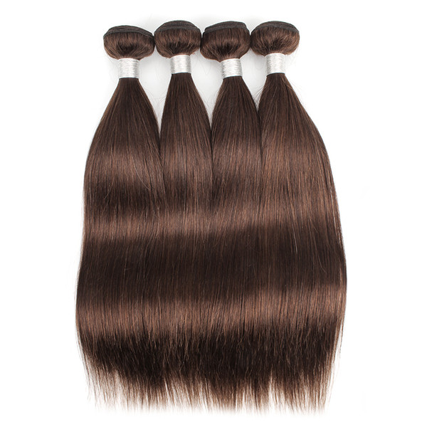 Color 4 Dark Brown Brazilian Straight Hair 3 Bundles Human Hair Weave Grade 8A Brazilian Virgin Hair Straight Extensions