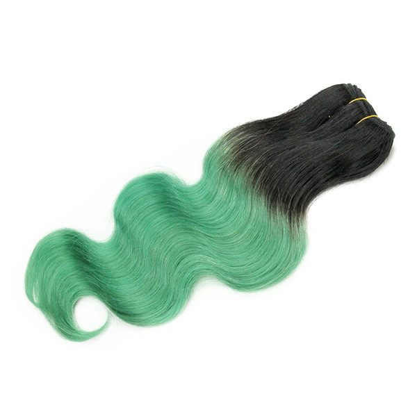 300g Ombre Human Hair Bundles Body Wave T 1B Green Two Tone Colored Brazilian Peruvian Malaysian Indian Cambodian Hair