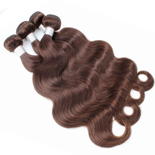 Color 4 Dark Brown Brazilian Body Wave 4 Bundles Quality Remy Human Hair Extension Unprocessed Virgin Brazilian Hair Body Wave