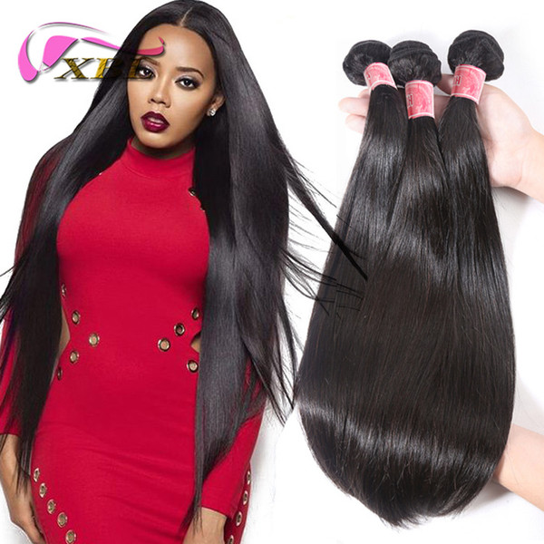 XBL Silky Straight Human Hair Weave Raw Indian Hair Machine Weft Top Premium Human Hair Bundles