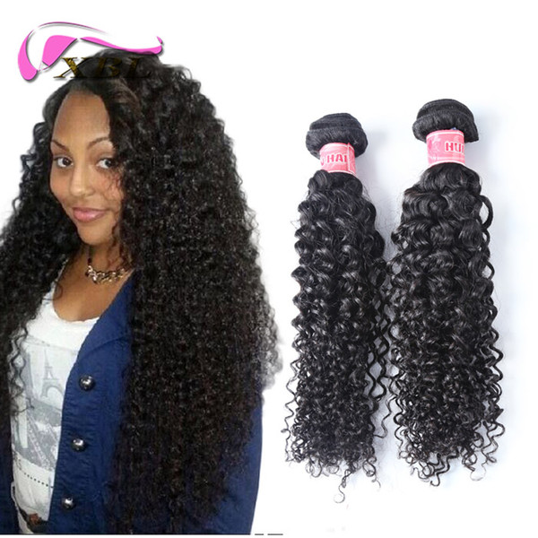 xblhair curly human hair extensions kinky curly hair virgin brazilian human hair bundles 3/4 pieces one set